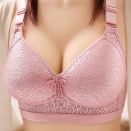 image-Large size thin section no steel ring comfortable breathable adjustable underwear big breasts show small side gathered mother's bra