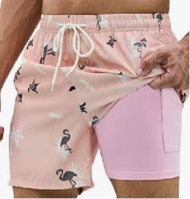 image-Men's 3D Print Swim Trunks - 2 Pack Quick Dry Stretch Shorts with Compression