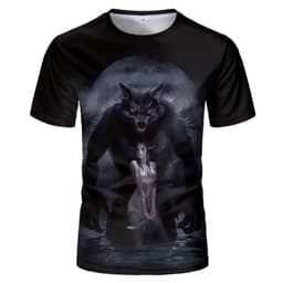 image-Wolf 3D Print T-Shirt - Black Short Sleeve