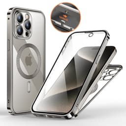 image-iPhone 15 Pro MagSafe Metal Phone Case - Black Buckle Magnetic Snap