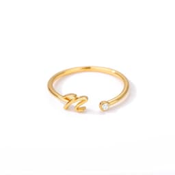 image-Cross-border simple letter ring English letter ring women's opening adjustable ring name ring spot