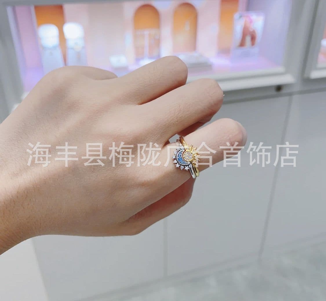 image-Guanghe Panjia S925 Silver Sun Moon Love Ring