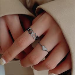 image-Moonstone Geometric Rings 2-Piece Set - Simple Fashion Jewelry for Women