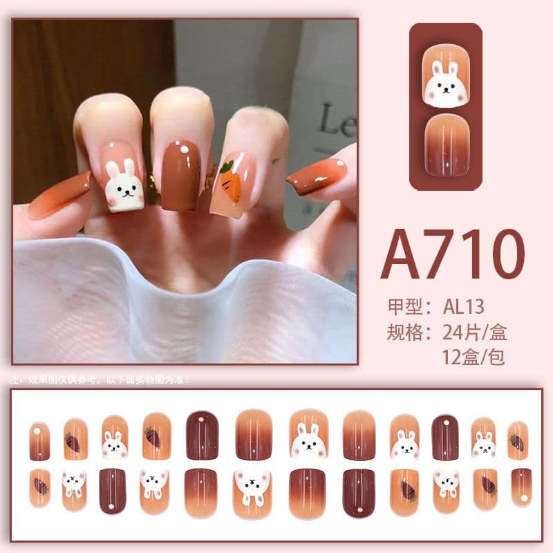 image-Autumn and winter gentle, sweet and pure desire INS style manicure wear nail polish girl whitening printed ice transparent fake nail polish