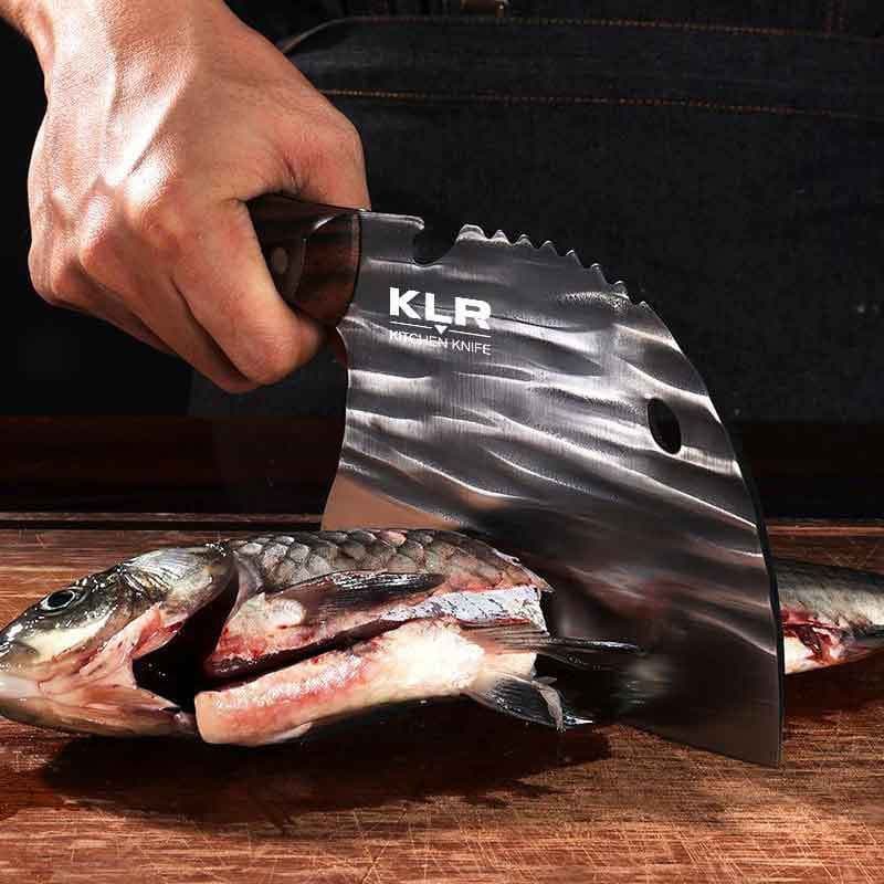 image-Kitchen Knife - Forged Chef's Chopping Knife Black Steel