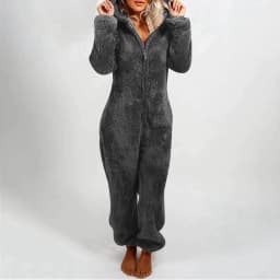 image-Women's Hooded Jumpsuit Fleece - Light Purple 5XL