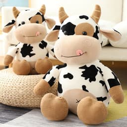 image-Plush Cow Toy - Blue & White Striped - 40cm Gift for Kids