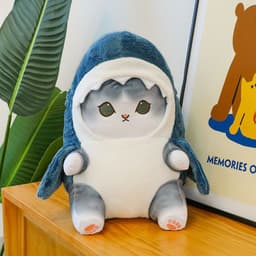 image-Mofusand Shark Cat Plush Toy - Blue Yellow 25cm