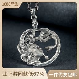 image-Medusa Snake Pendant Necklace - Copper Unisex Hip Hop