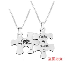 image-Puzzle Necklace Stainless Steel Couple Unisex