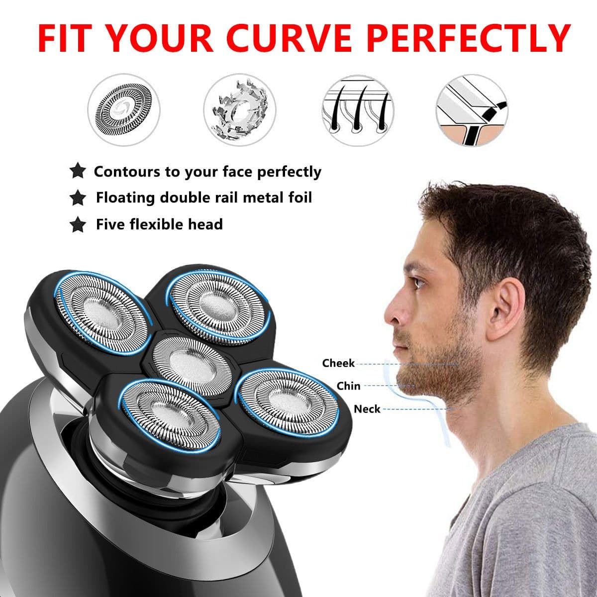 image-Five In One Waterproof Smart Razor For Men Seven Blade Electric Shaver