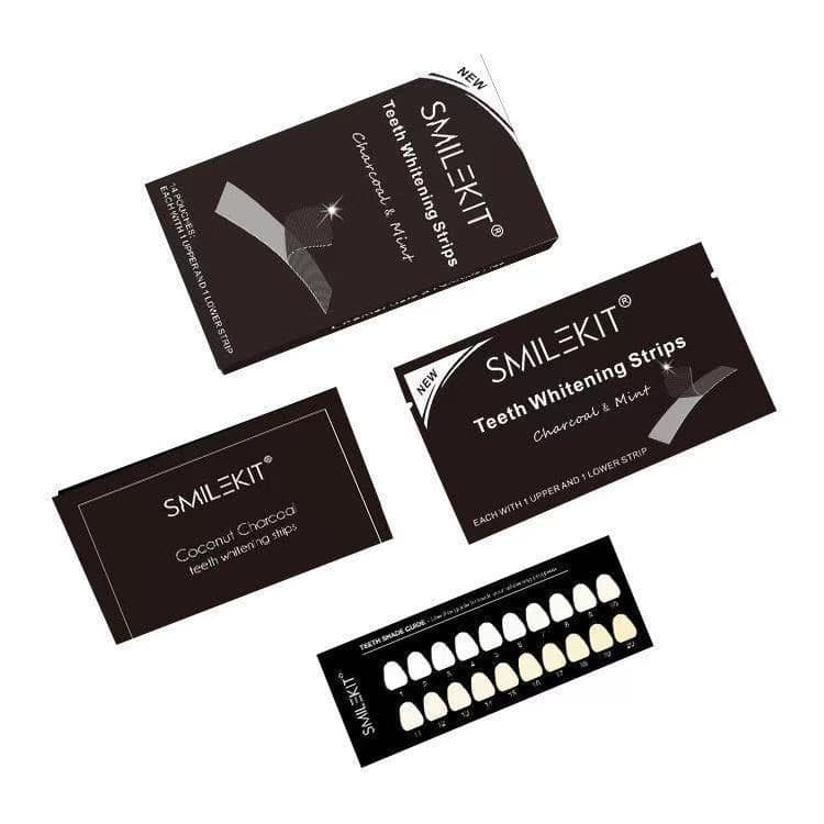 image-Bamboo Charcoal Mint Teeth Whitening Strips - Activated Charcoal