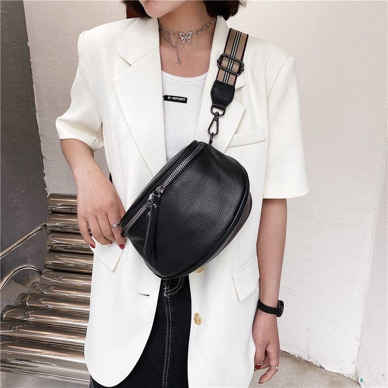 image-2022 Internet celebrity new trendy leather shoulder Messenger bag women's fashion all-match foreign style half-round saddle bag soft leather handbag