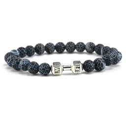 image-Cross Border Blue Weathered Stone Beaded Hand Jewelry Frosted Metal Dumbbell Buddha Beads Bracelet Jewelry Fashion Bracelet