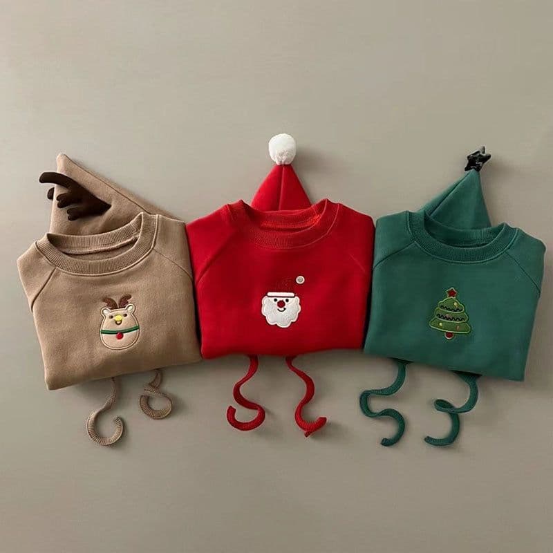 image-Baby Christmas Jumpsuit + Hat - Velvet Thickened Cartoon