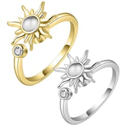 image-Sunflower Daisy Ring Silver Adjustable Alloy