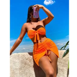 image-Bikini Swimsuit - Tube Top Tie 3-Piece