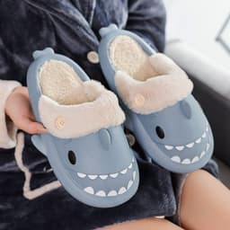 image-Shark EVA Cotton Slippers - Cream Unisex