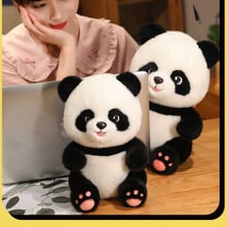 image-Giant Panda Plush Pillow - Cute Cartoon Design - 50cm Red Scarf Style