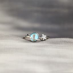 image-Planet Ring Adjustable Sterling Silver Star Moon - Women