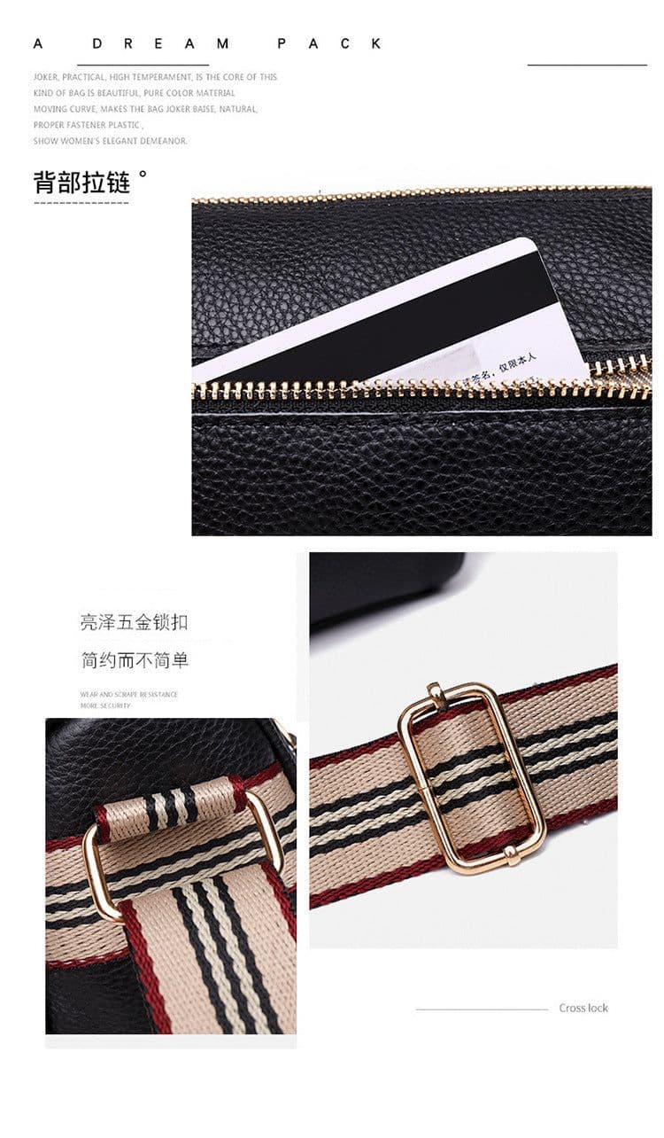 image-Genuine Leather Handbag - Pillow Bag One-Shoulder Black