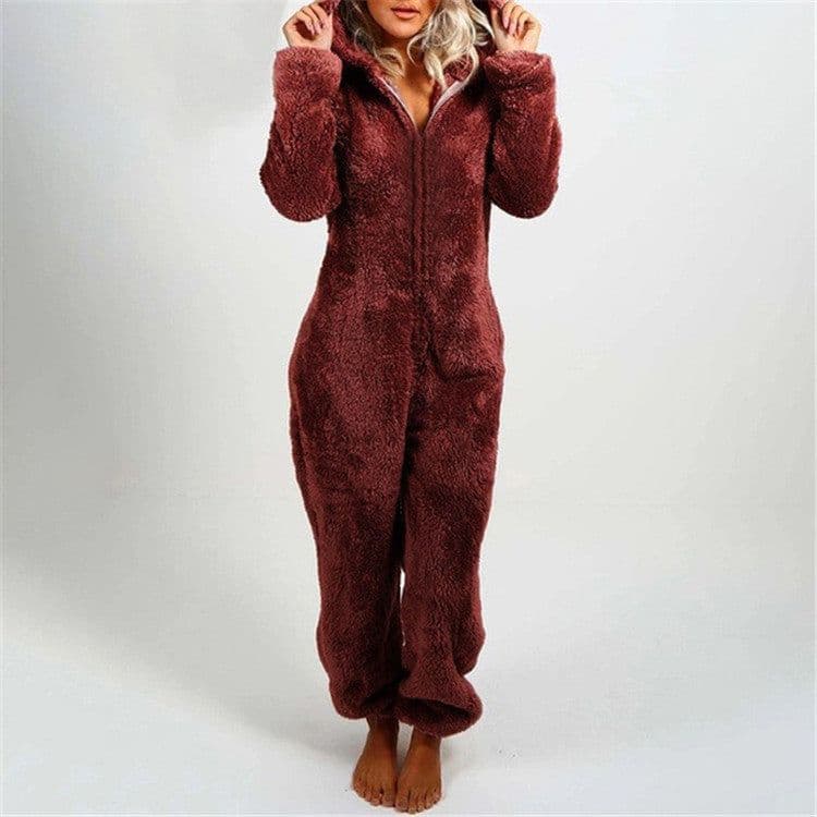 image-Women's Hooded Jumpsuit Fleece - Light Purple 5XL