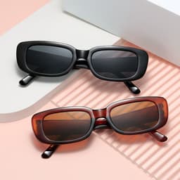 image-Small Square Frame Sunglasses - Retro UV Protection