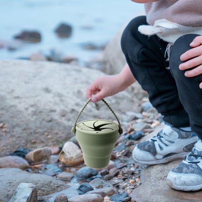 image-Children's Folding Silicone Snack Bowl - 2023 New Portable Design