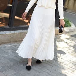 image-Lotte 2022 Ginger Yellow Midi Skirt, Large, Urban Style, Polyester Elastic Waist