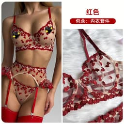 image-European & American Sexy Underwear Kit Red Polyester L