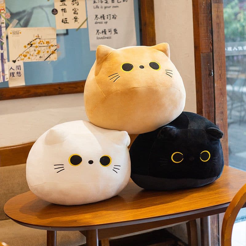 image-Cross-border small black cat pillow plush doll cute and cute cat can be added with LOGO doll