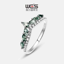 image-Wilson S925 Silver Green Moss Agate Ring Size 8