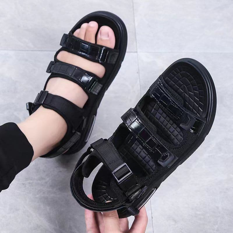 image-Men's Sandals Brown Velcro Size 48 Casual