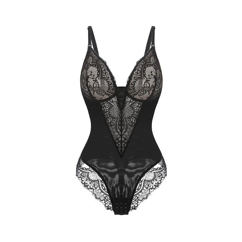 image-Sexy Hua Dai'er Lace Bodysuit - Black, Large Size, Shapewear
