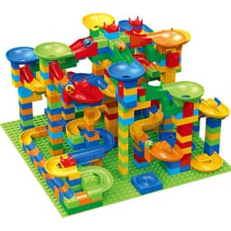 image-Manufacturer's supply Cross-border 504PC variable rail slide ball building blocks DIY large particle ball slide building block table