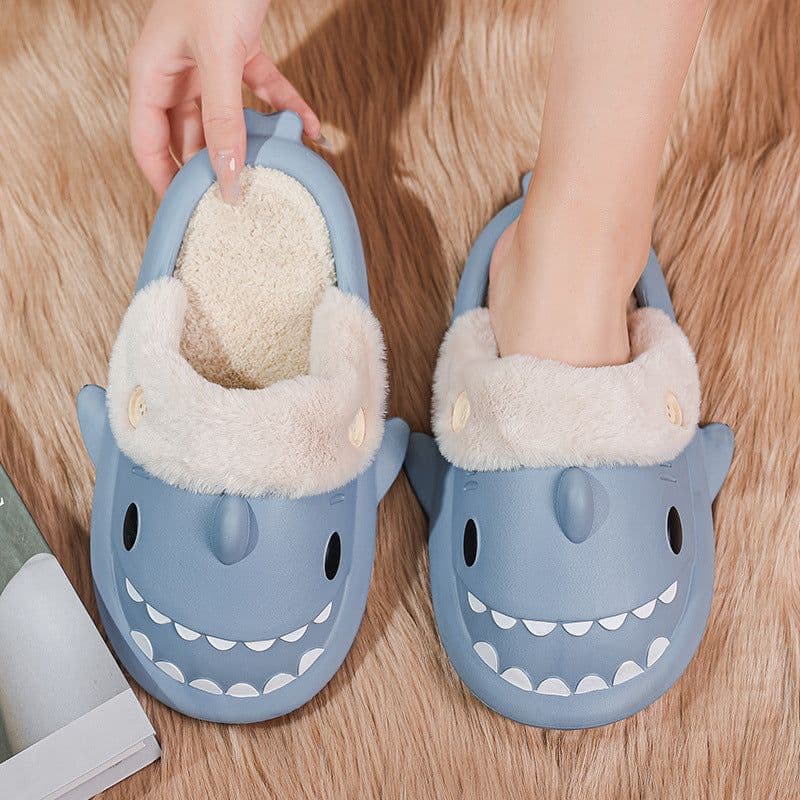 image-Shark EVA Cotton Slippers - Cream Unisex