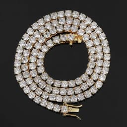 image-Europe and the United States hot trend hip-hop necklace accessories zircon tennis chain a row of diamonds copper inlaid zircon men’s necklace jewelry