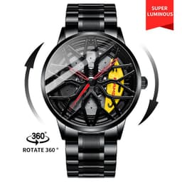 image-SVJ Men's Quartz Watch - 3D Hollow Forged Wheel Design