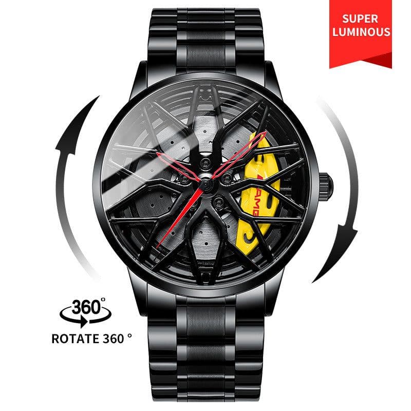 image-SVJ Men's Quartz Watch - 3D Hollow Forged Wheel Design