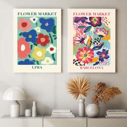 image-Canvas Flower Painting Triptych - Modern 60x90cm