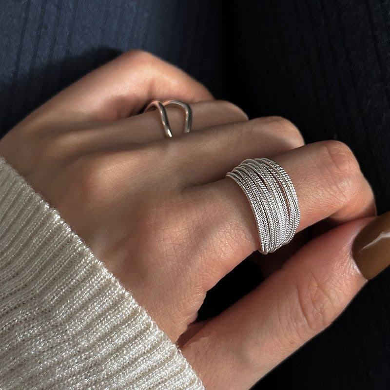 image-Niche Layered Ring - Adjustable Copper Fashion Jewelry