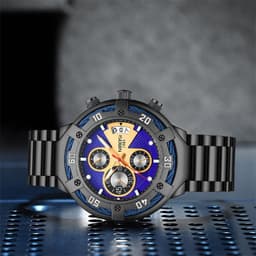 image-NIBOSI Men's Watch 46mm Quartz Black Gold