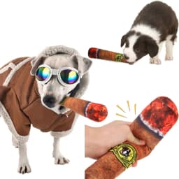 image-Dog Sound Toy - Green Plush Cigar Pet Toy