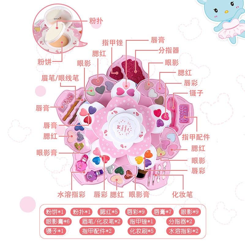 image-Kids Makeup Toy Suitcase - Princess Makeup Set for Girls 7-14 Years Old - Birthday Gift