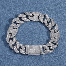 image-Amazon European and American Explosion Necklace Hip Hop 15mm Pig Nose Cuban Chain Three to One Flip Buckle Diamond Necklace