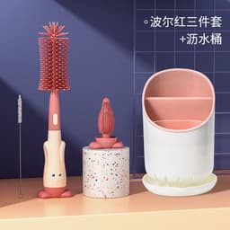 image-Silicone Bottle Brush Set - Baby Pacifier & Straw Cleaning Rotating Brush