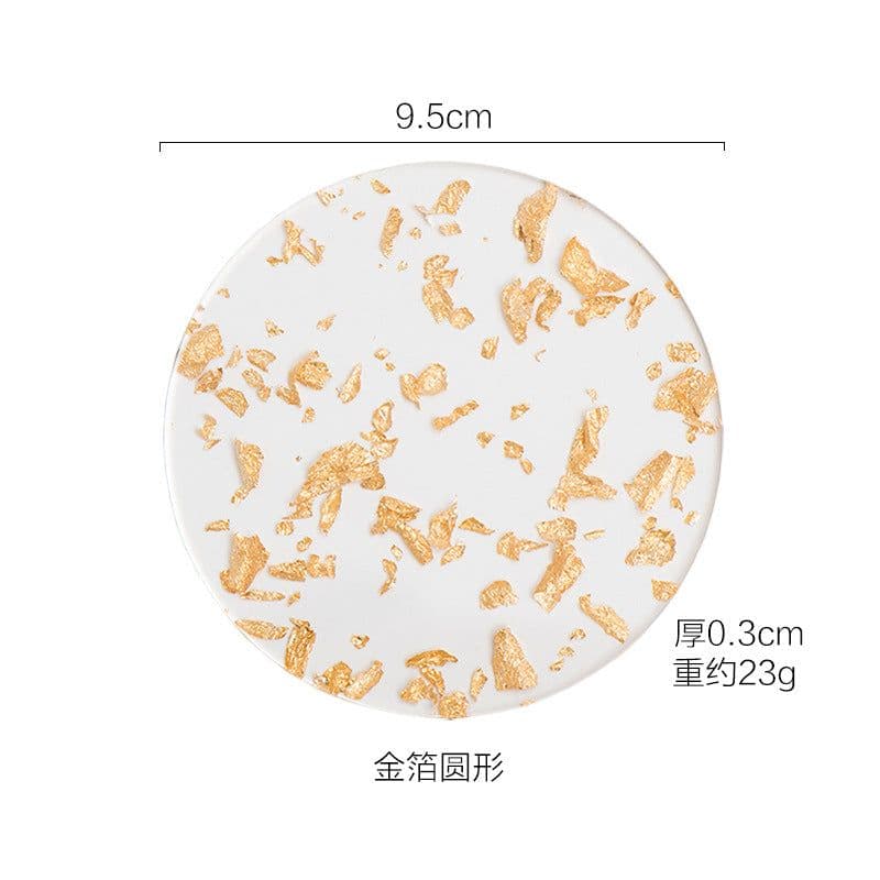image-Luxury Gold Foil Acrylic Coaster Set - Heat Resistant Nordic Pad