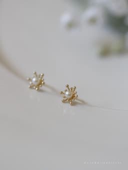 image-Sterling Silver Plated 14K Gold Stamen Flower Earrings for Women