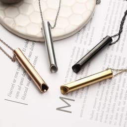 image-Stainless Steel Whistle Necklace - Meditation Breathing Pendant