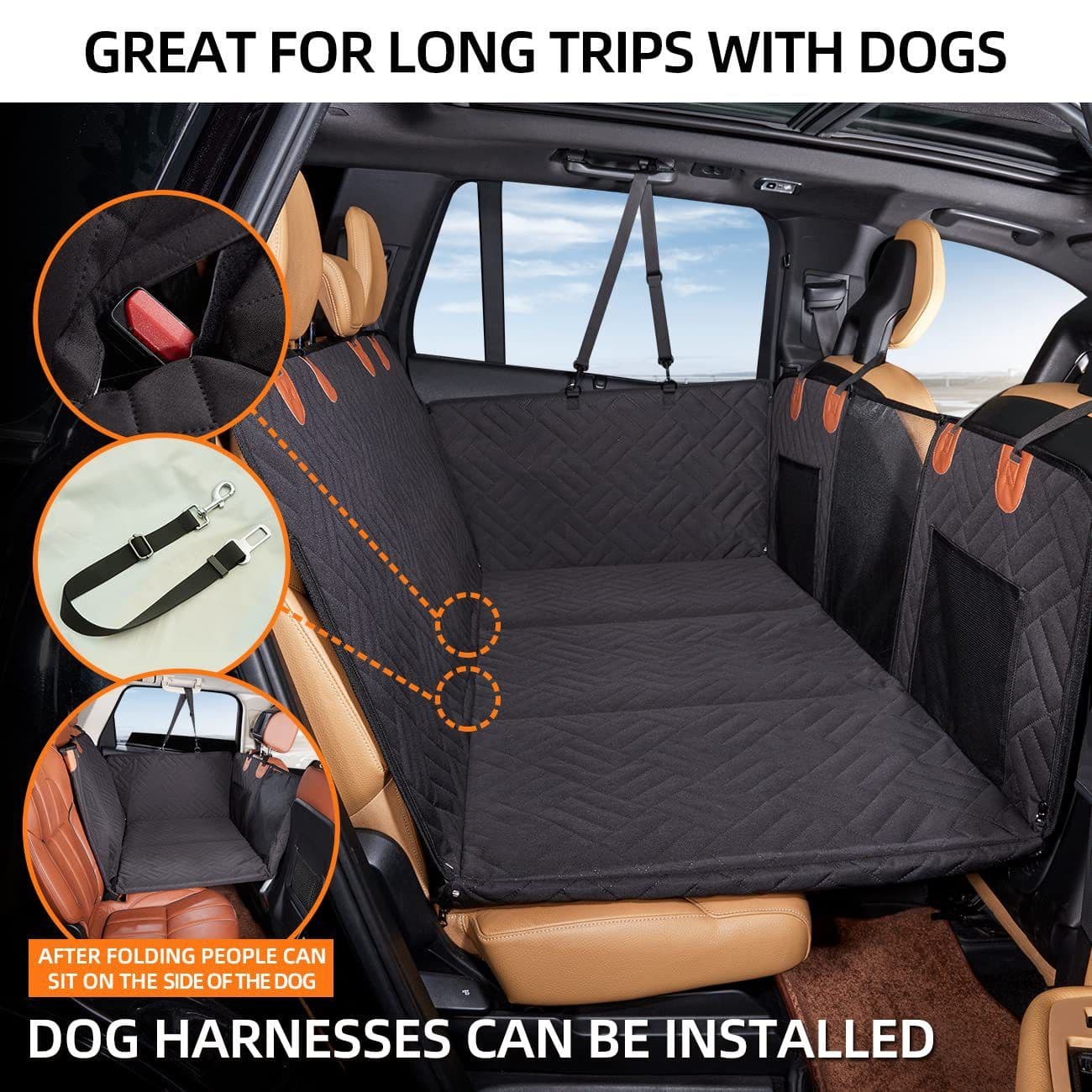 image-Dog Car Seat Mat - Black Waterproof 132x158cm